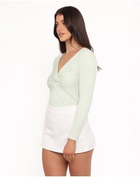 Petal & Pup - Demi Twist Detail Knit Top - Sage