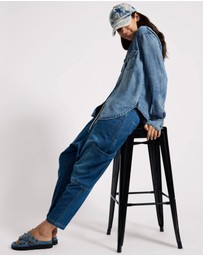 ONE TEASPOON - Isla Low Waist Drawstring Harem Denim Jeans - Blue Pasadena
