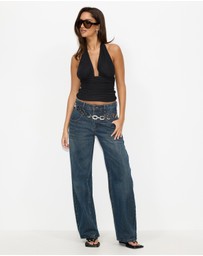 Dazie - Topaz Mesh Halter Top