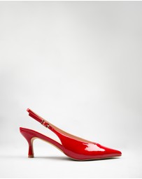 RAID - Tristen slingback kitten heeled shoes in Red