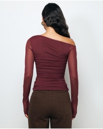 AERE - Chloe Off Shoulder Mesh Top