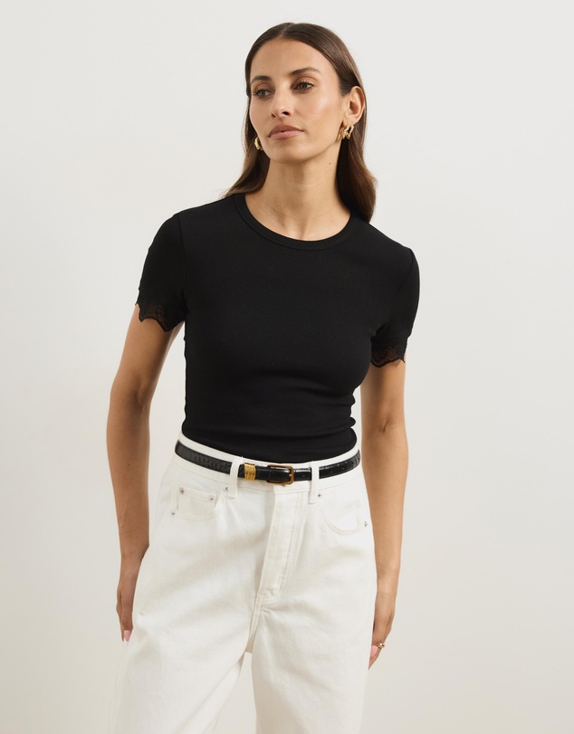 Atmos&Here - Sienna Short Sleeve Lace Jersey T-Shirt