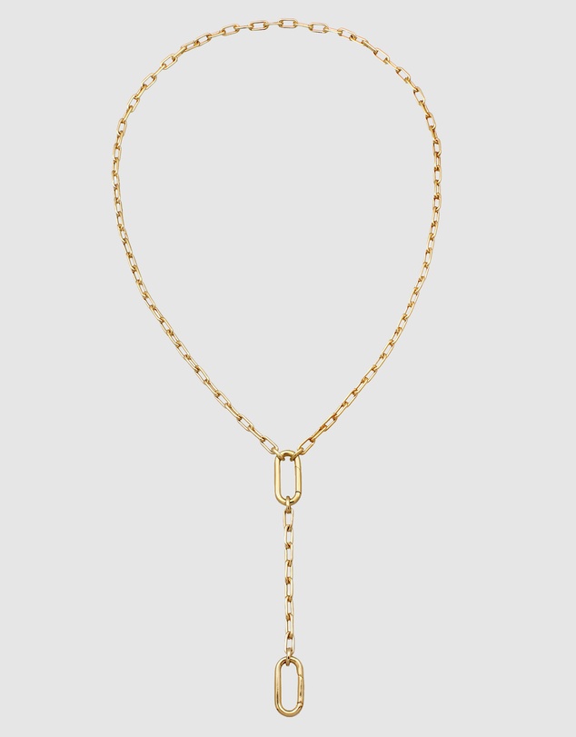 Elli Jewelry - Carabiner Lock Lariat Necklace in Gold-Plated 925 Silver