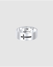 Kuzzoi - ICONIC EXCLUSIVE - Ring Men Band Cross Oxidised in 925 Sterling Silver