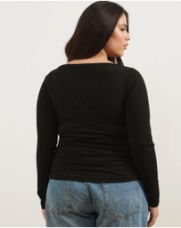 Atmos&Here Curvy - Etta Boat Neck Draped Top