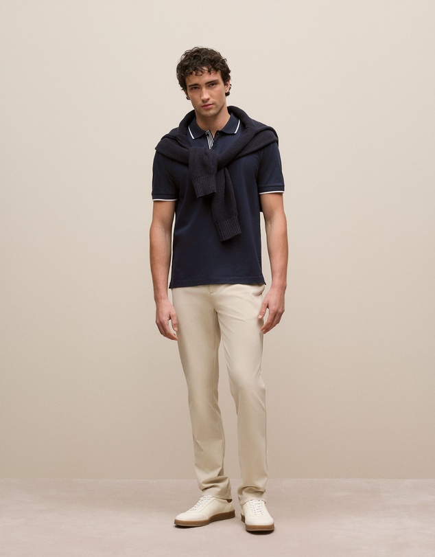 Trenery - Mercerised Cotton Tipped Polo in Navy