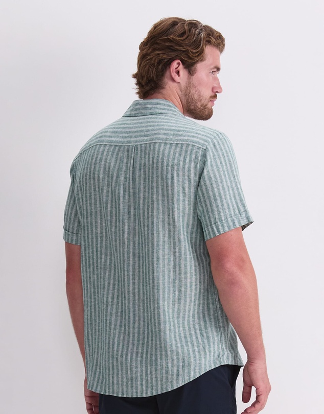 Sportscraft - Linen Short Sleeve Stripe Shirt