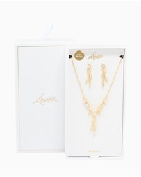 Lovisa - Gold Plated Cubic Zirconia Vine Drop Earrings & Necklace Set