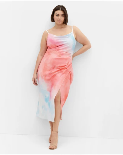 City Chic - Mali Print Dress - coral