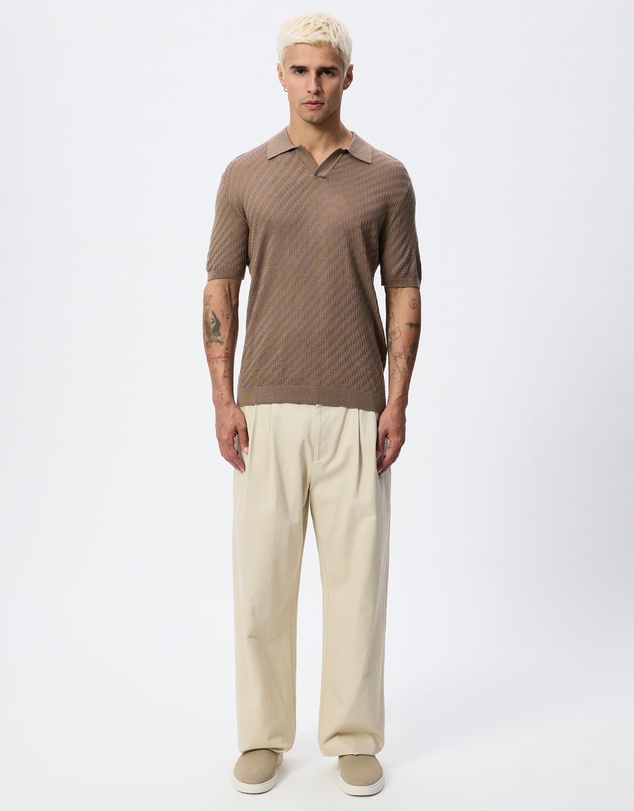 Emporio Armani - Polo-Collar Link Stitch Plain Knit Jumper