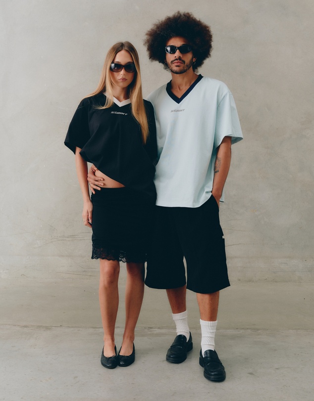 SSAINT - Reflective V Neck Tee Black