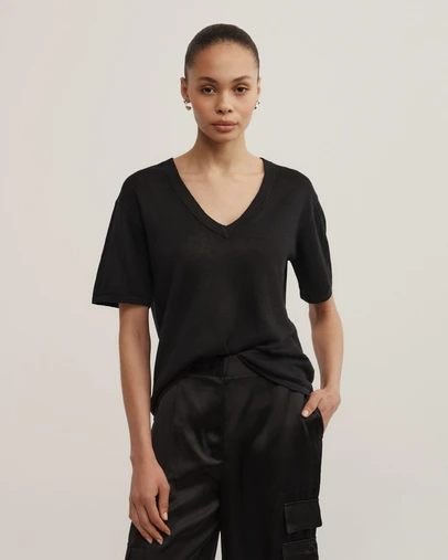 Witchery - Linen V-neck Knit T-shirt
