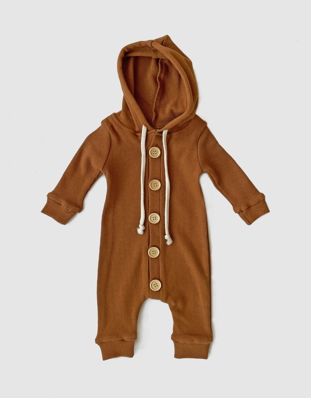 WITH LOVE FOR KIDS - Basics Thick Ribbed Hooded All In One - Babies