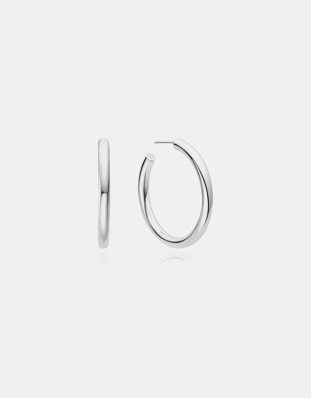 Ania Haie - Ania Haie Silver Classic Tube Large Hoop Earrings