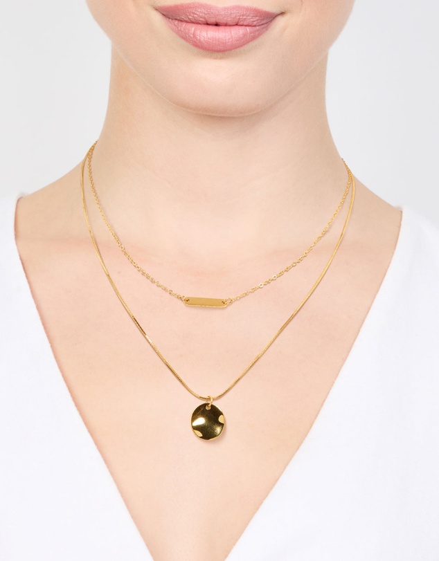 Lovisa - Waterproof Gold Plated Stainless Steel Bar & Coin Pendant Necklace