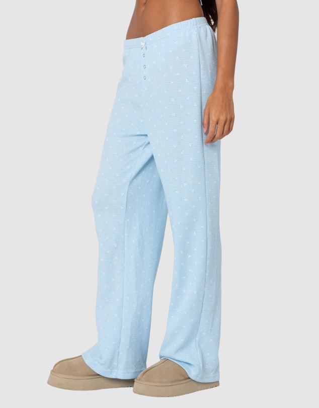 EDIKTED - Petal Printed Waffle Pants
