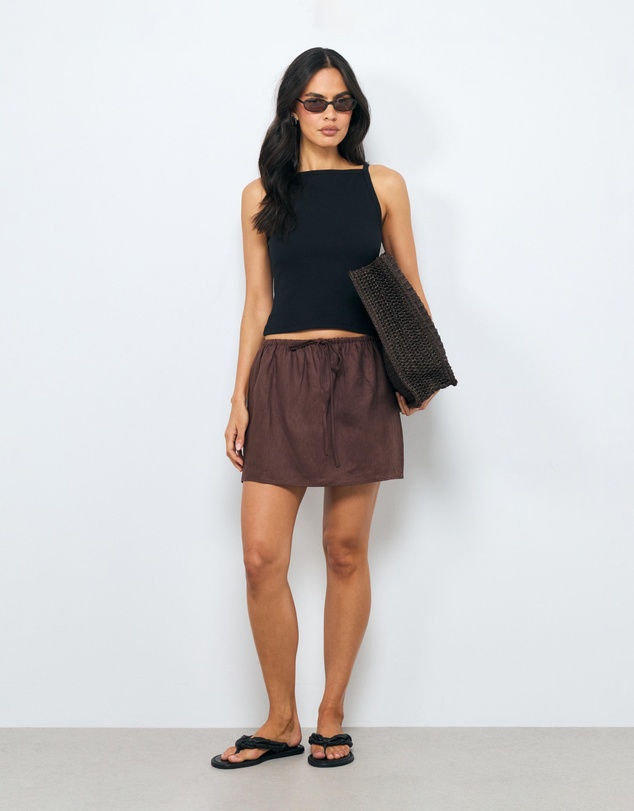 AERE - Rosie Linen Drawcord Waist Mini Skirt