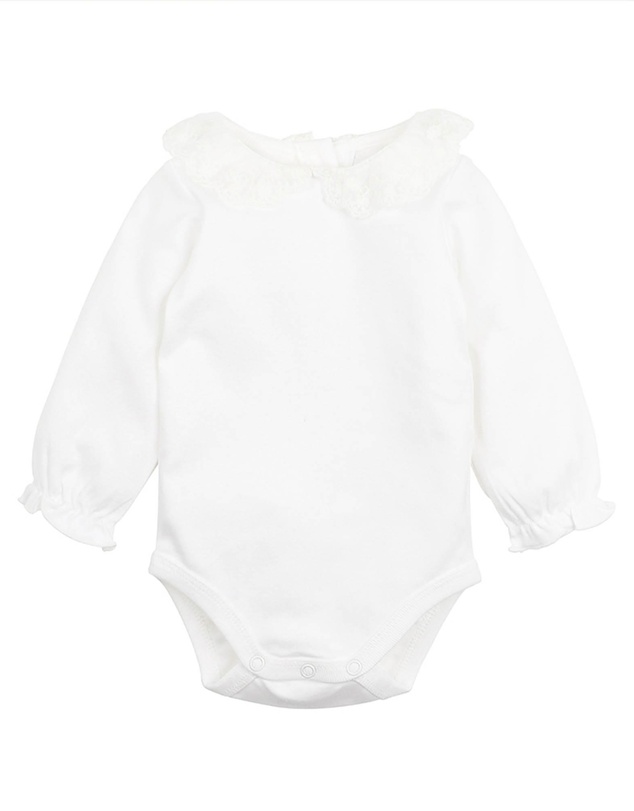 Bebe by Minihaha - Girls Lace Collar LS Bodysuit - Babies