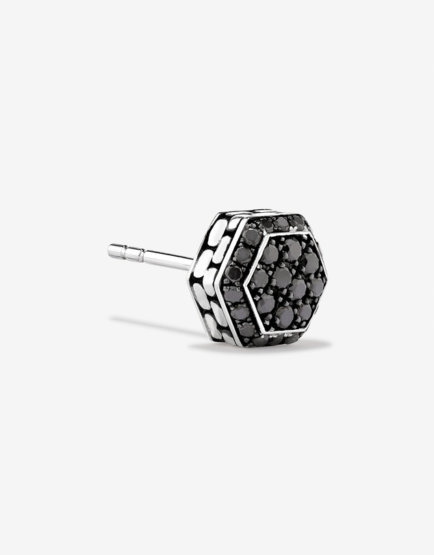 Michael Hill - 0.23 Carat TW Black Diamond Cluster Hexagon Men's Stud Earring in Oxidised Sterling Silver