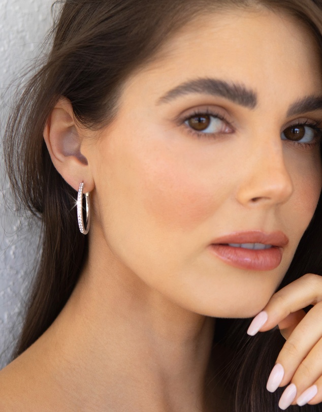 Mestige - Bailee Hoops Earrings embellished with crystals by Swarovski® - Silver Plated