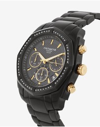 Michael Hill - Men's Solar Chronograph Watch with 1/2 Carat TW of Diamonds in Black & Gold Tone Stainless Steel