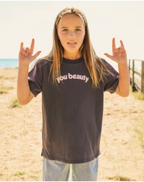 Skwosh - You Beauty Kids Slang Tee in Charcoal