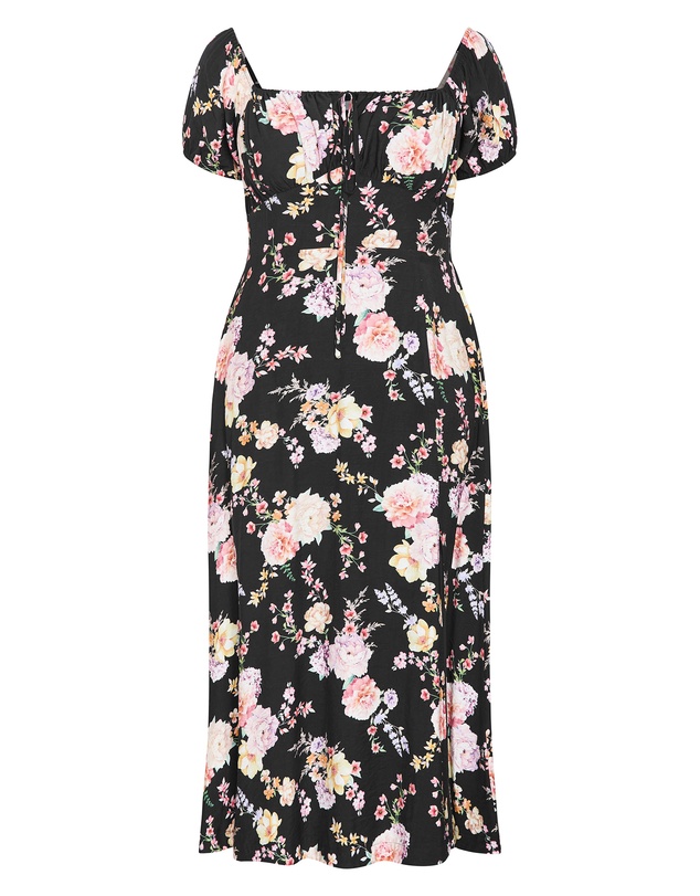 City Chic - Abbigail Floral Print Maxi Dress - Black