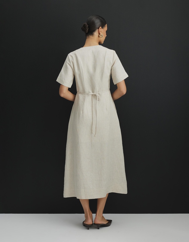 AERE - Camille Linen Button Down Midi Dress