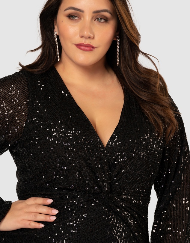 Pink Dusk by Curve Project - Pinky Promise Puff Sleeve Sequin Dress