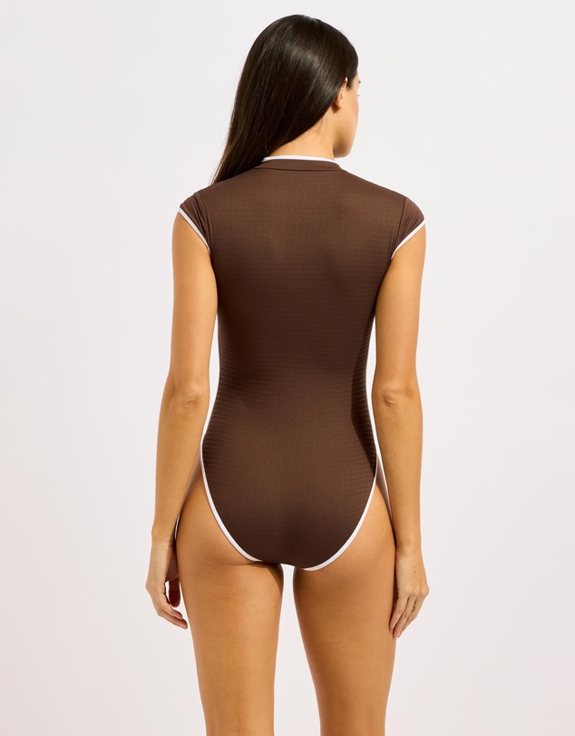 Seafolly - Beach Bound Cap Sleeve Zip Front One Piece