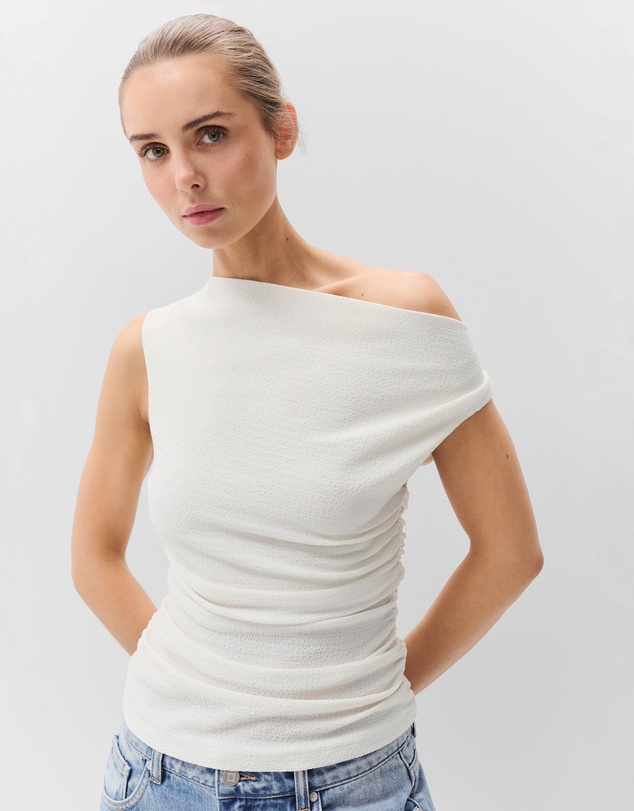 UNISON - Textured Cowl Neck Top