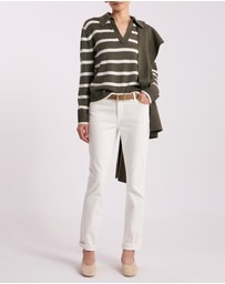 David Lawrence - Leece Merino Stripe Polo Knit