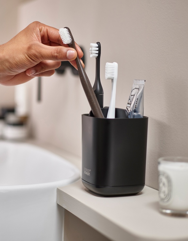 Joseph Joseph - EasyStore™ Toothbrush Caddy with Matt Black Finish