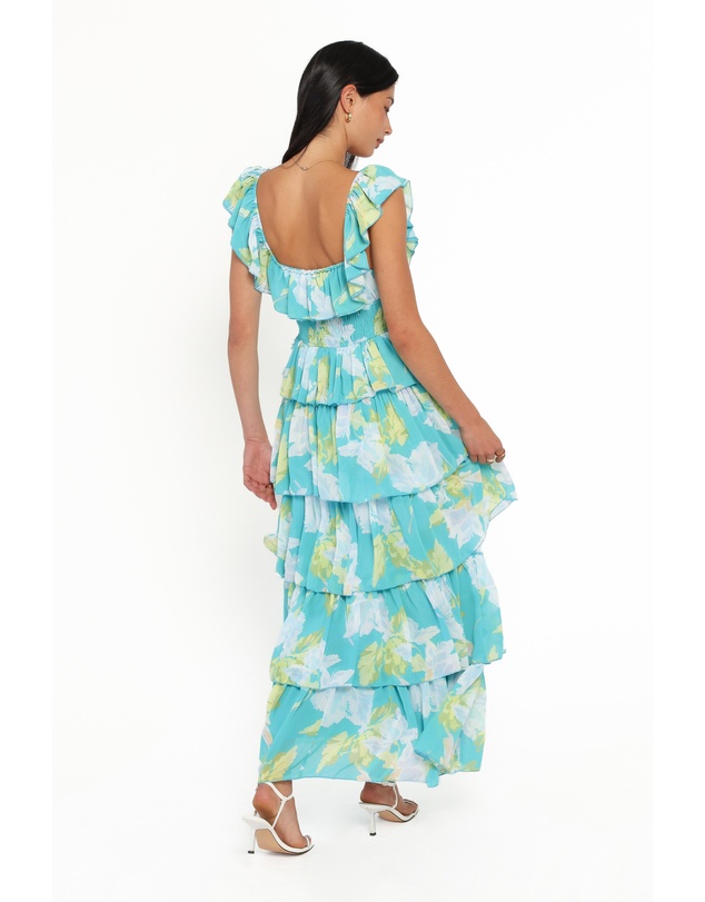 Petal & Pup - Belle Maxi Dress - Aqua Floral