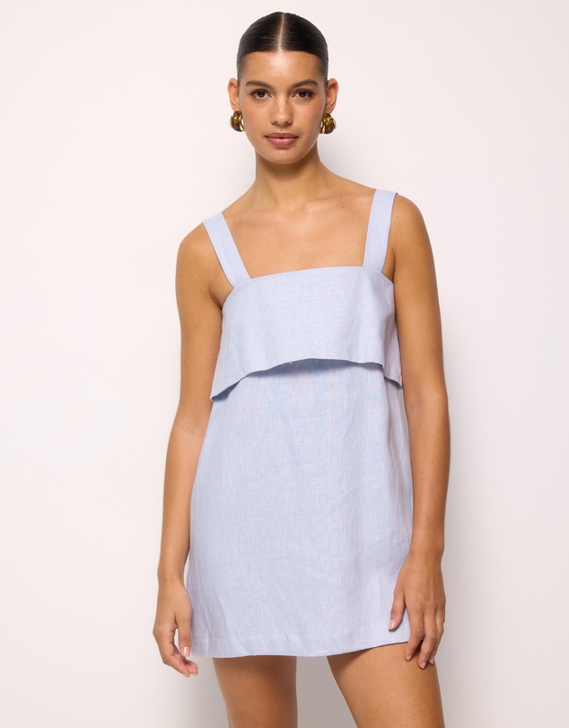 AERE - Nora Buckle Detail Linen Mini Dress