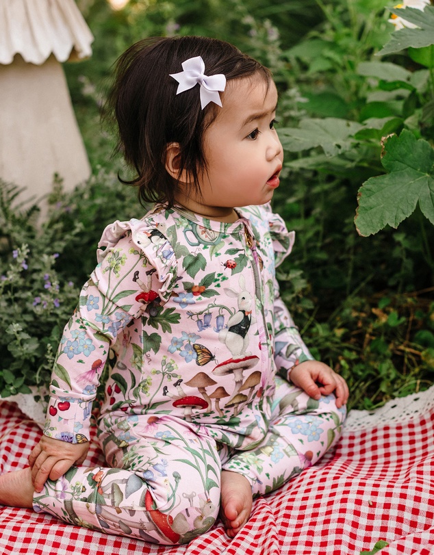 Fleur Harris - 'Enchanted Flowers Party' Precious Frill Coverall in Sugar Pink