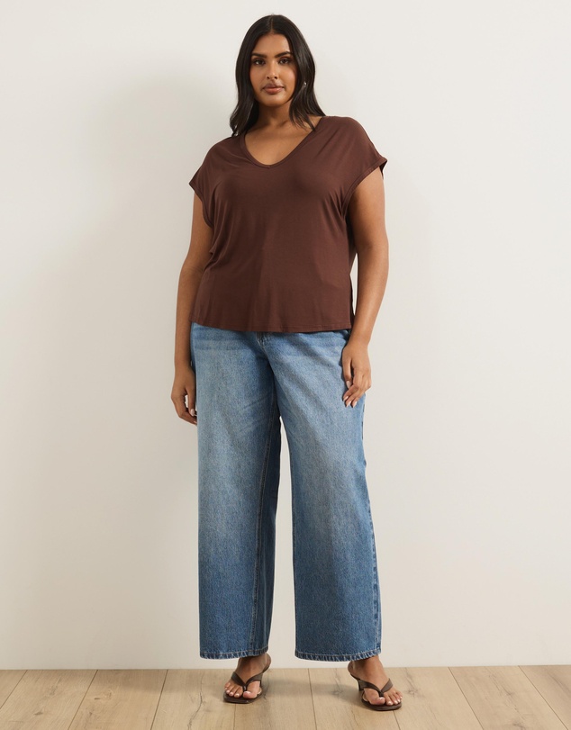Atmos&Here Curvy - Cap Sleeve Scoop Neck T-Shirt In Jersey