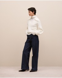 Trenery - Merino Open Collar Knit in Marshmallow