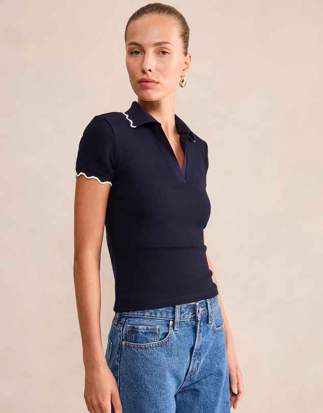 Forever New - Sarah Scallop Trim Polo Top