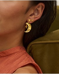 Ottoman Hands - Crescent Moon Drop Earrings