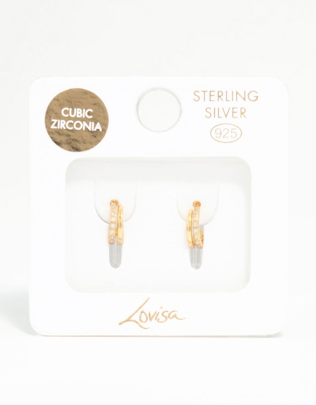 Lovisa - Gold Plated Sterling Silver Double Hoop Earrings