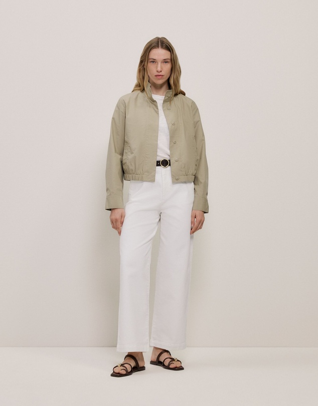 Trenery - Australian Cotton Blend Denim High Rise Tailored Pant in White