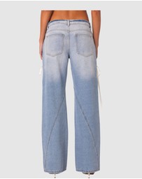EDIKTED - Low Rise Ribbon Lace Up Jeans