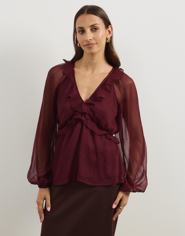 Atmos&Here - Piper V-Neck Ruffle Blouse