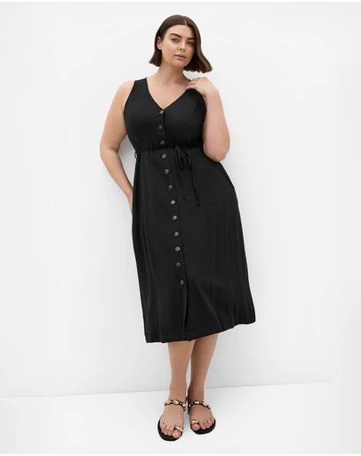 City Chic - Plus size Evani Tie Waist Midi Dress - black