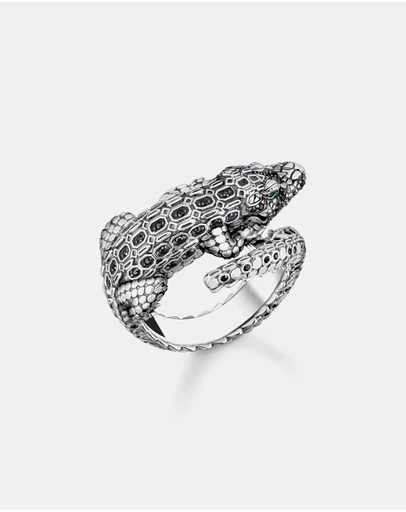 THOMAS SABO - Ring Crocodile with Stones Silver Blackened