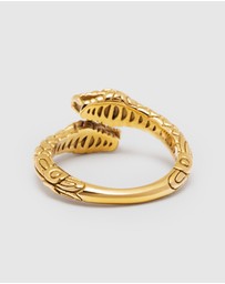 Nialaya Jewellery - Men's Gold Plated Vintage Snake Ring