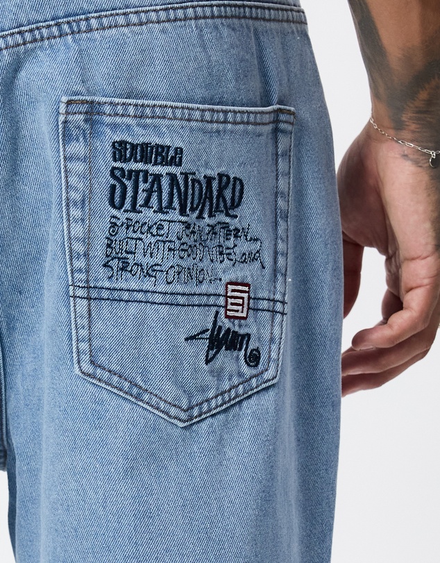 S Double - Embroidered Five Pocket Standard Jeans