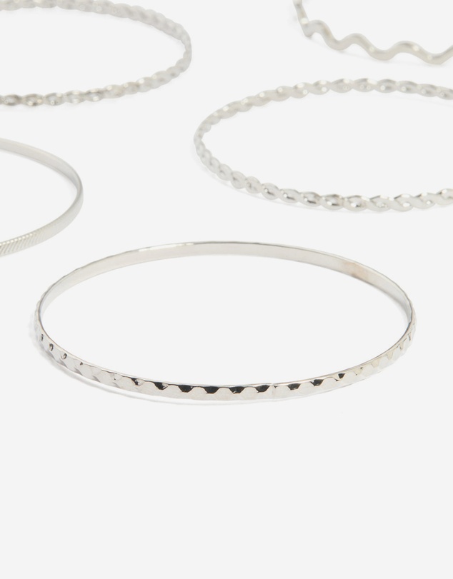 Lovisa - Silver Rope & Textured Bangles 10-Pack