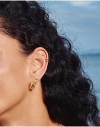 Ania Haie - Ania Haie Gold Textured Bezel-Set Stud Earrings